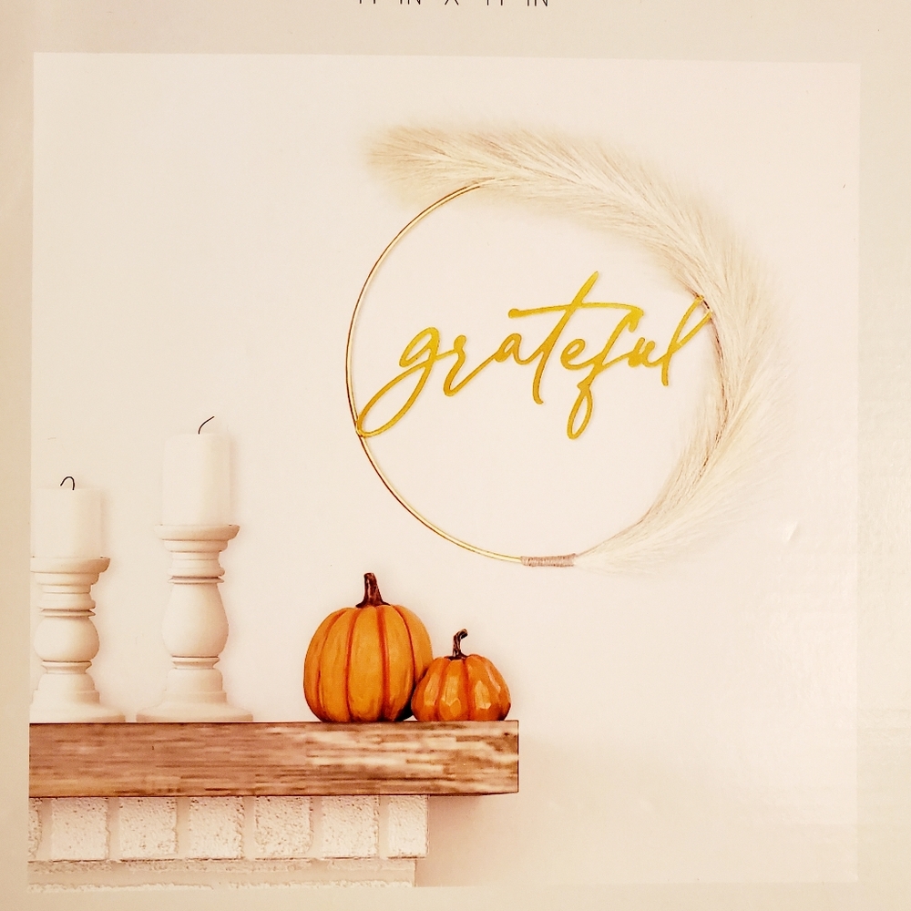 Classic Home Collection Grateful Gold Hoop Ring Wreath With Faux Wheat